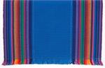 Barbara Murray 6 Foot Table cloth Handwoven in Guatemala 100% cotton Blue Multi color stripe
